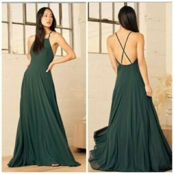 Lulus Mythical Kind of Love Green Maxi Dress L - Picture 1 of 10